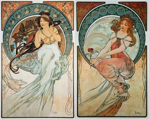 Alphonse Mucha - Le quattro arti - la musica e la pittura