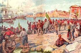 Giuseppe Garibaldi al suo arrivo a Marsala
